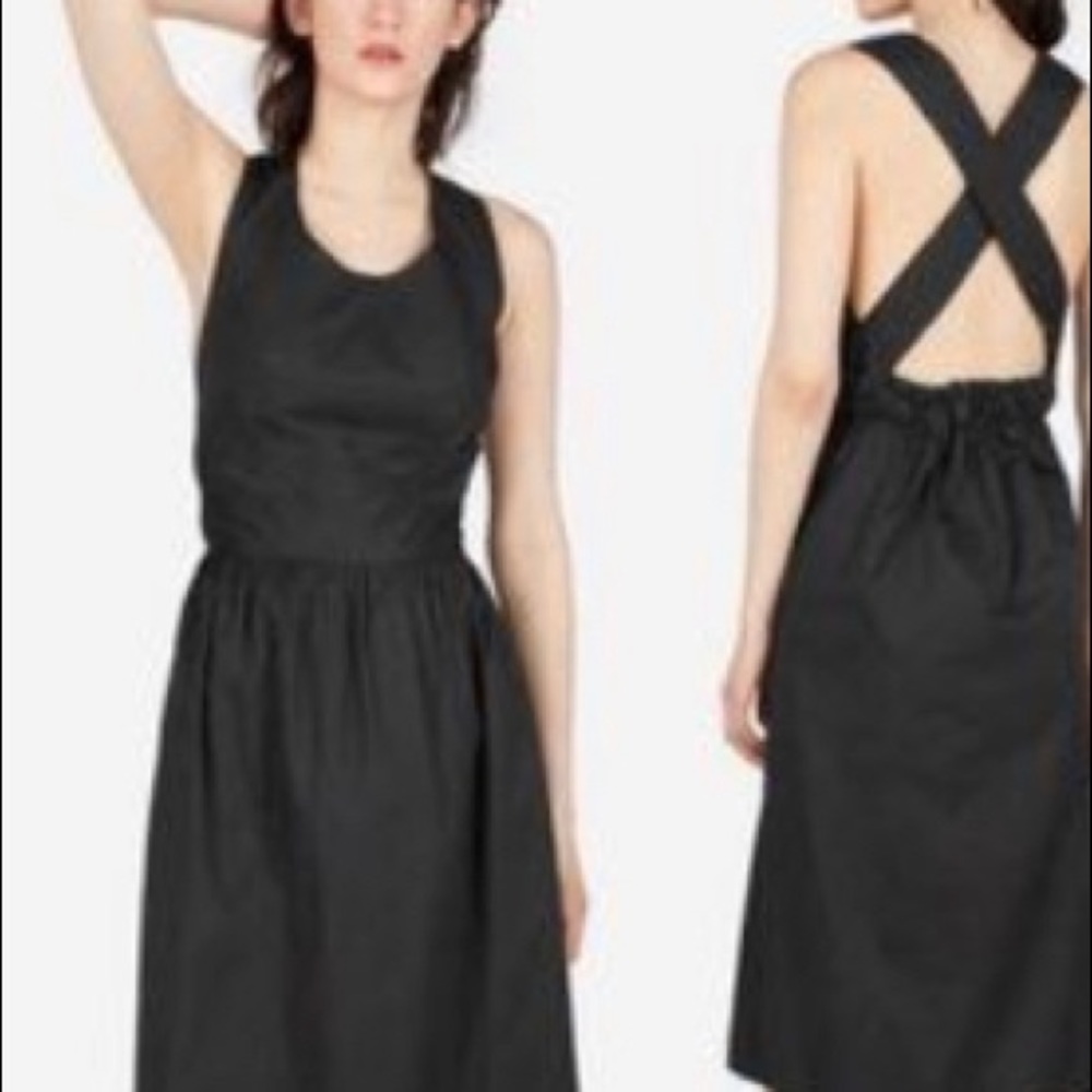 Everlane size 2 Clean Cotton Crossback Dress in black